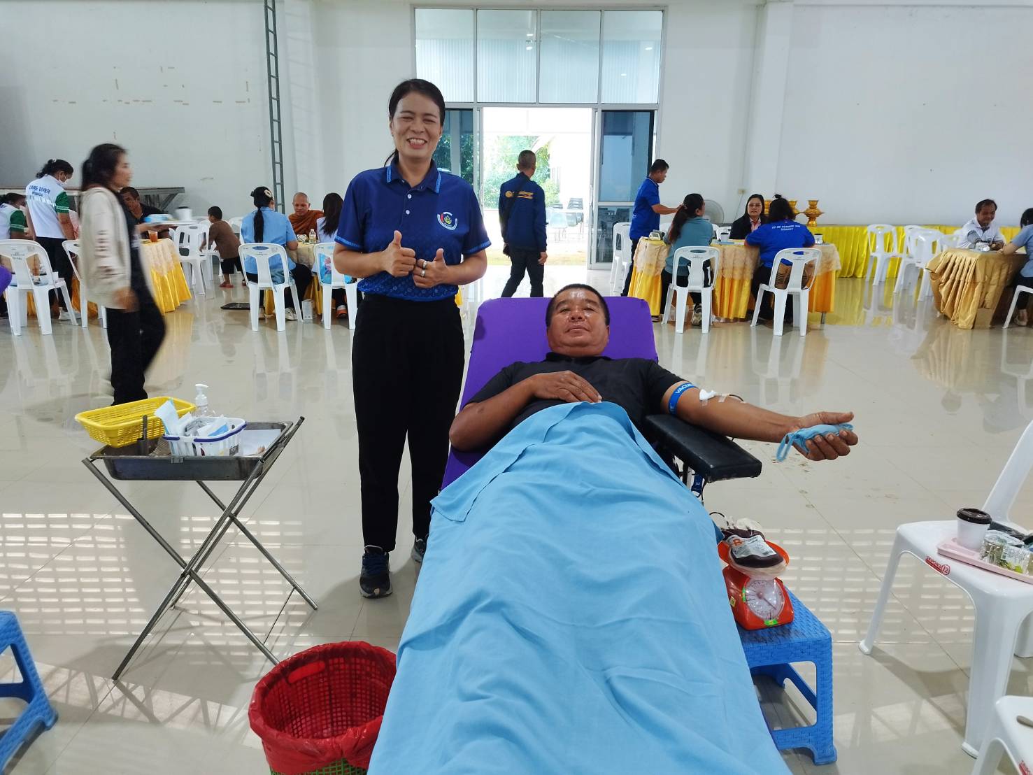 พช.อำเภอโพธิ์ศรีสุวรรณ ร่วมกิจกรรมบริจาคโลหิตเพื่อถวายเป็นพระราชการกุศลแด่สมเด็จพระนางเจ้าสิริกิติ์ พระบรมราชินีนาถ พระบรมราชชนนีพันปีหลวง สภานายิกาสภากาชาดไทย